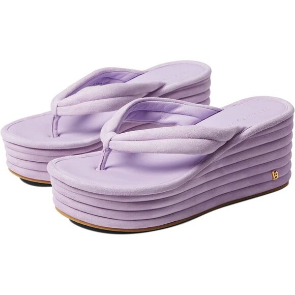 Veronica Beard Geno Lavender Suede Platform Flip Flop Sandals Lavender W… - Picture 1 of 11